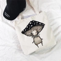 women canvas shopping bag female canvas bag funny mushroom eco handbag tote reusable grocery shopper bags students book bag