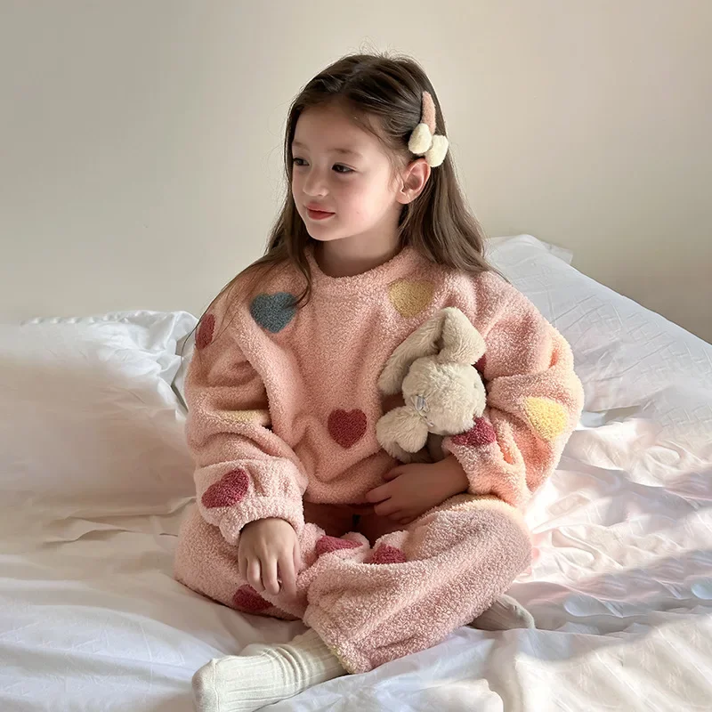 2024 милая теплая композитная хлопковая бархатная домашняя одежда с вышивкой и