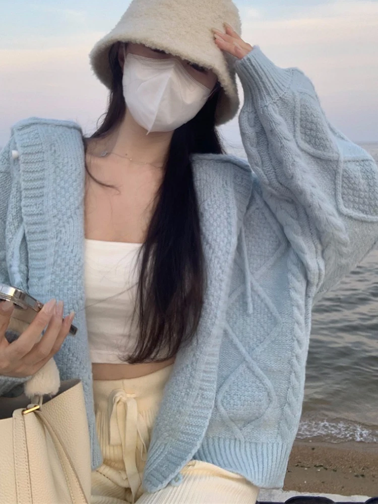 

Женский вязаный кардиган с капюшоном, Элегантная кофта в стиле 90-х, зима 2023