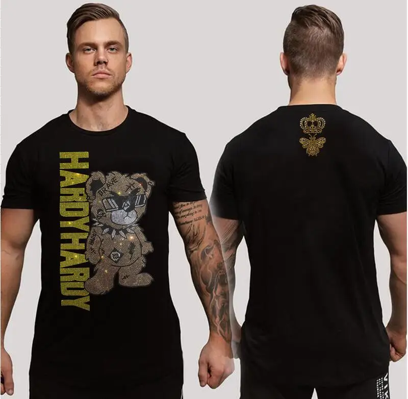 

Awesome High Quality Designer Rhinestone T-shirt Men Hip-Hop asian size S-5XL