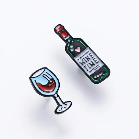 Rinhoo броши для влюбленных в мини-бутылку вина и бокалы вина пара эмалевых знаков значок дружбы подарок