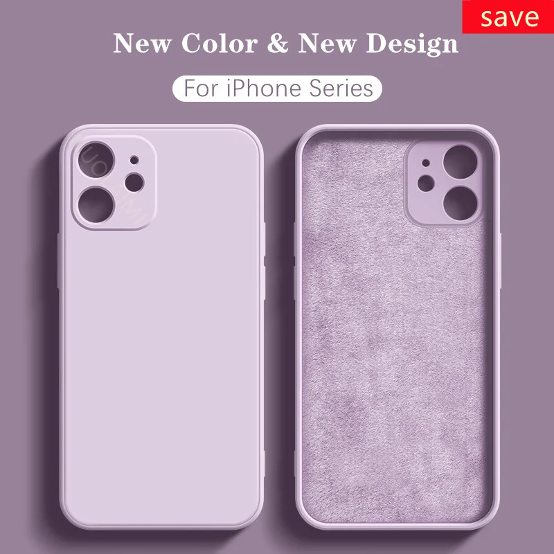 Luxury original square liquid silicone phone case for iPhone 14 13 12 11 Pro Max Mini X XR XS Max 7 8 Plus Shockproof Soft Case