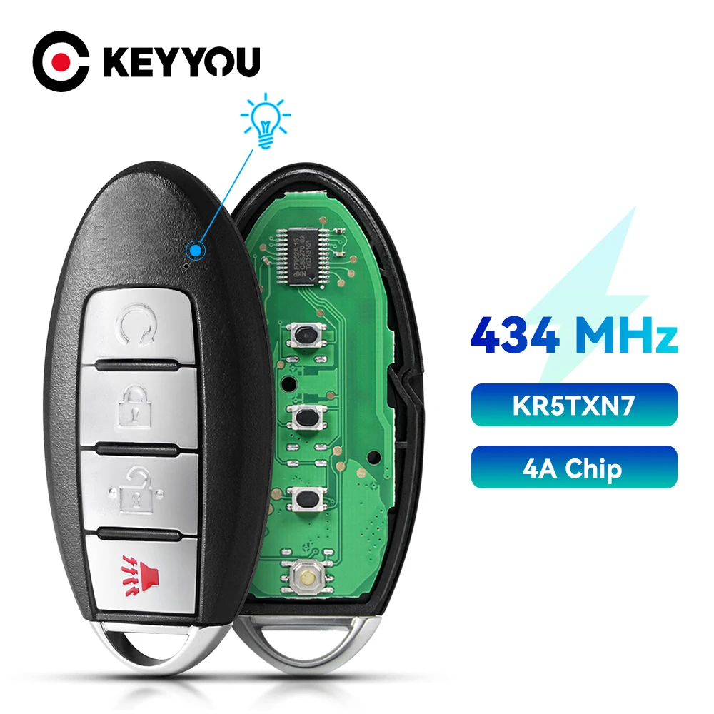 KEYYOU With Battery S180144904 KR5TXN7 Remote Car Key 433MHz 4A for Nissan Pathfinder Titan Murano 2019 2020 2021 Remote Keyless KEYYOU With Battery S180144904 KR5TXN7 Remote Car Key 433MHz 4A for Nissan Pathfinder Titan Murano 2019 2020 2021 Remote Keyless