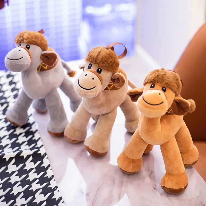 

25cm Cute Standing Small Camel Doll Stuffed Soft Plush Animal Toddler Baby Appeasing Toy Yellow Grey Decorate Children Present