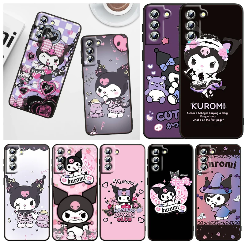 

Sanrio Cartoon Kulomi Cute Phone Case For Samsung Galaxy S23 S22 S21 S20 FE S10 S10E S9 Plus Ultra Pro Lite 5G Black TPU FUnda