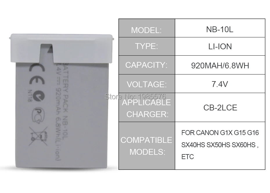 2 шт. аккумулятор для смартфона PowerShot G1X G15 SX40HS SX50HS SX60HS | Электроника