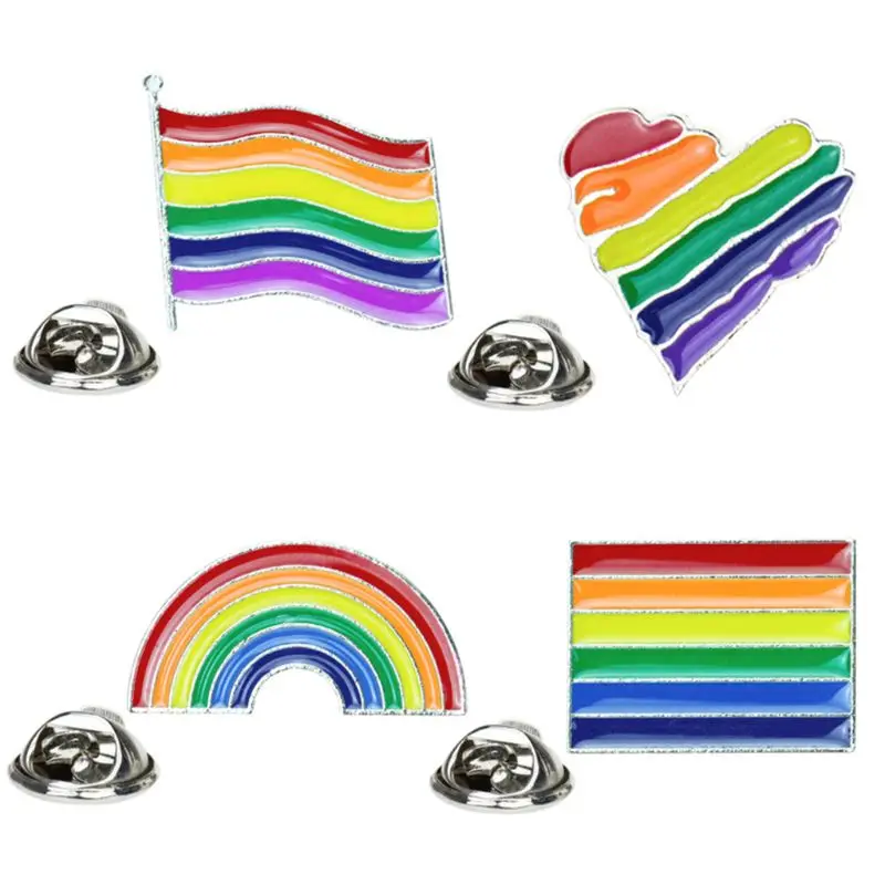 

Cartoon Brooches Harajuku Rainbow Love Heart for banner Brooch Coat Clothing Drips Oil Accessories