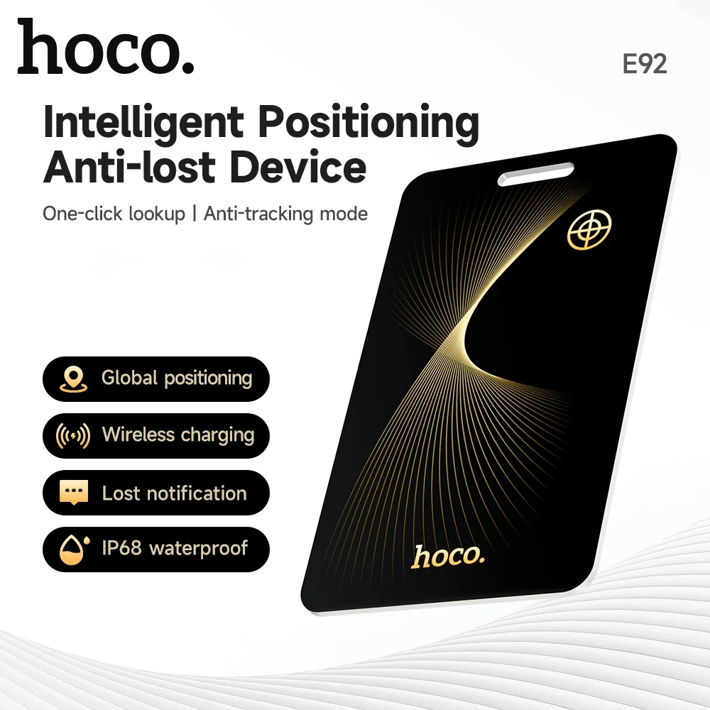 Фото HOCO Smart Anti-Lost трекер устройство кошелек ультратонкий GPS карта местоположения беспроводная зарядка IP68 водонепроницаемый для iPhone Find My Tag №1