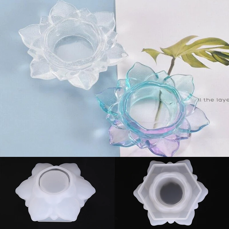 DIY Storage Box Crystal Epoxy Resin Mold 3D Lotus Candle Holder Silicone Mould | Дом и сад