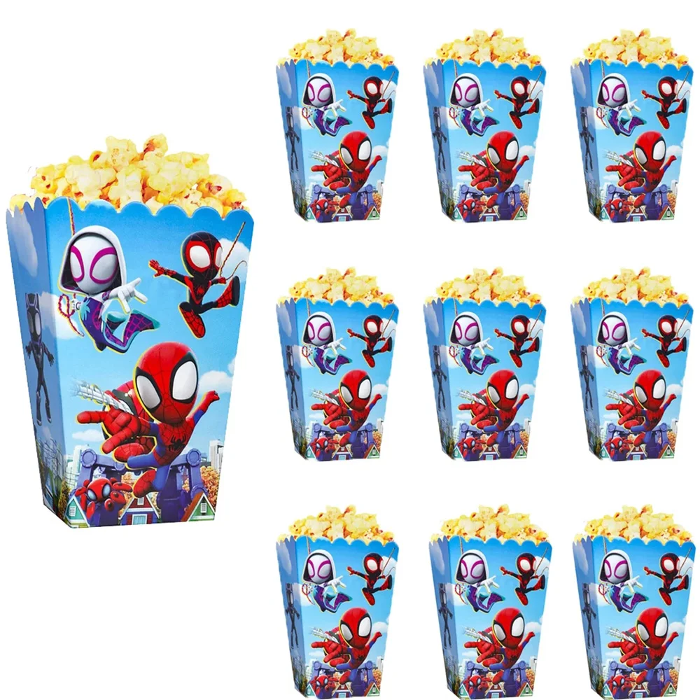 

12pcs Spidey And Amazing Friends Birthday Party Deco Popcorn Box Favor Baby Shower Accessory Kids Boy Birthday Party Supplies