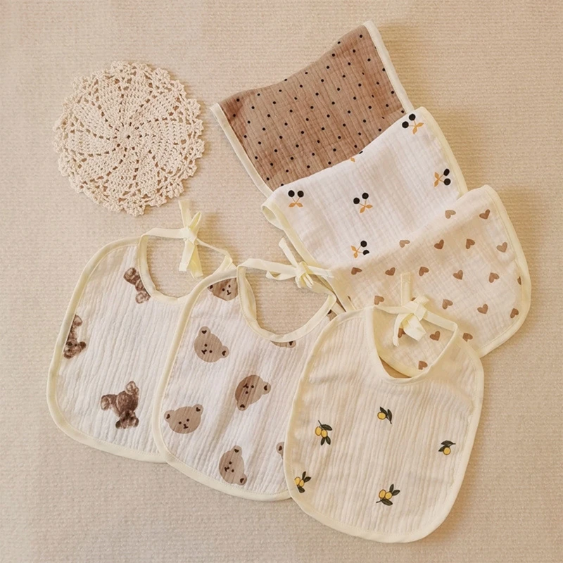 

Soft Cotton Cartoon Printed Baby Bib Saliva Towel Breathable Apron Newborn Bandanas Feeding Burp Cloth for Newborn Stuff