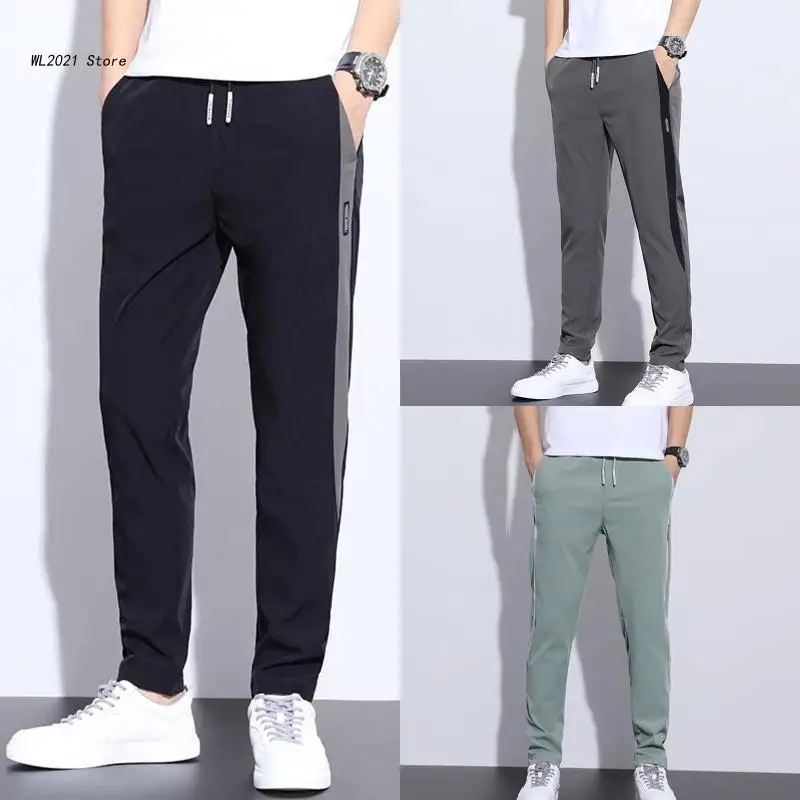 

Мужские спортивные штаны для тренировок, штаны на шнуровке с эластичным поясом для спорта, путешествий, быстросохнущие, эластичные свободн...