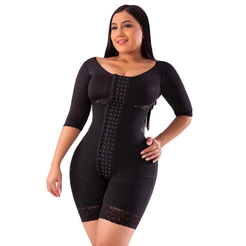 Bra-girdle Combination With Sleeves Front Closure Adjustable Hooks/Fajas Reducing And Shaping Girdles For Women