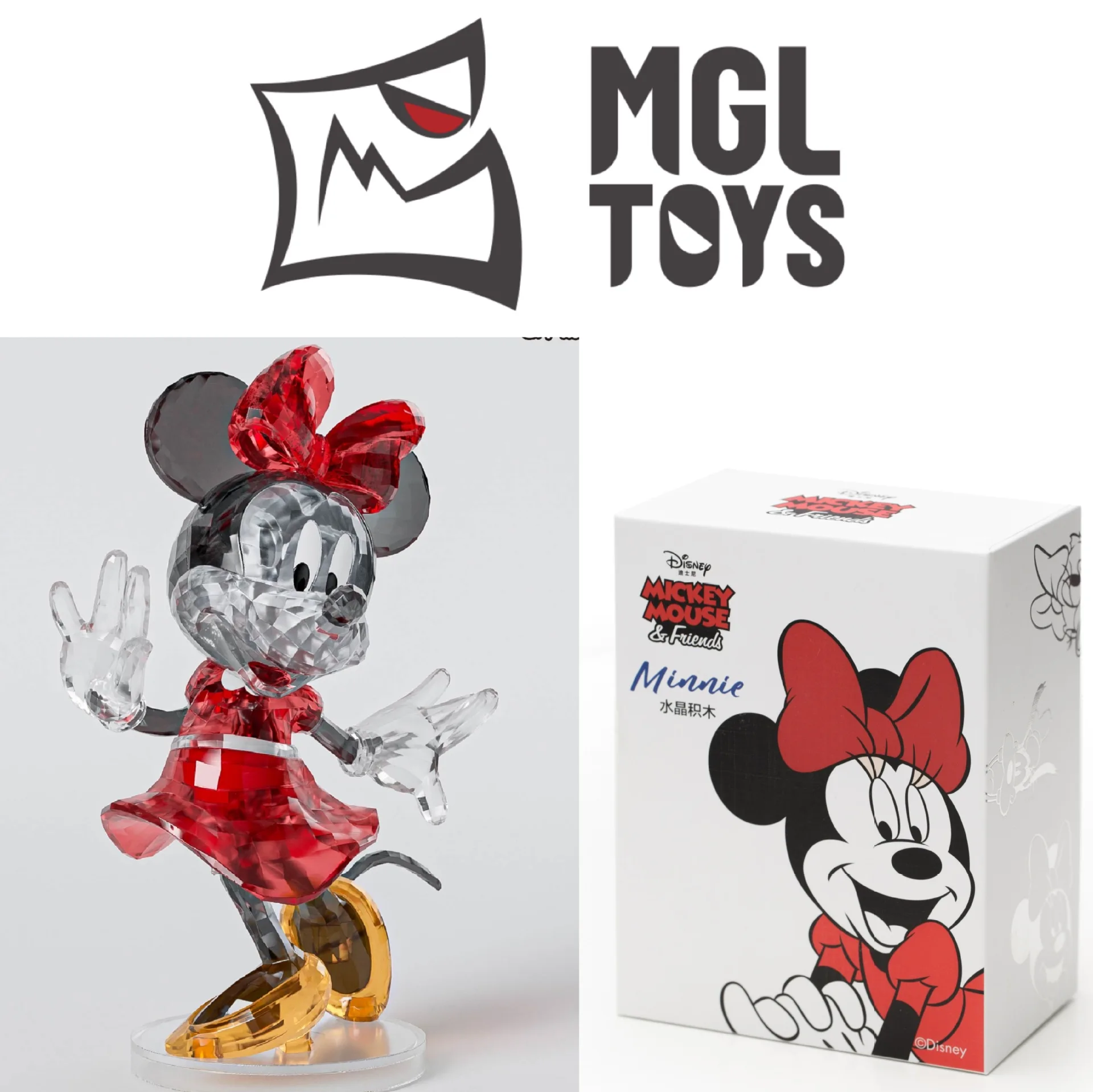 

[Disney] 32pcs/set Mickey Minnie Mouse Crystal Building Blocks transparet building block series splicing toy kids Birthday Gift