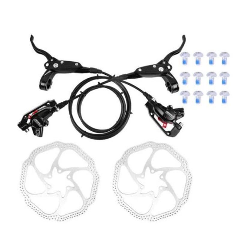 

JEDERLO Hydraulic Disc Brake for MTB Bike Bicycle Front Right F160-R140 and Rear Left F180-R160 750/1350mm with 160mm Rotor