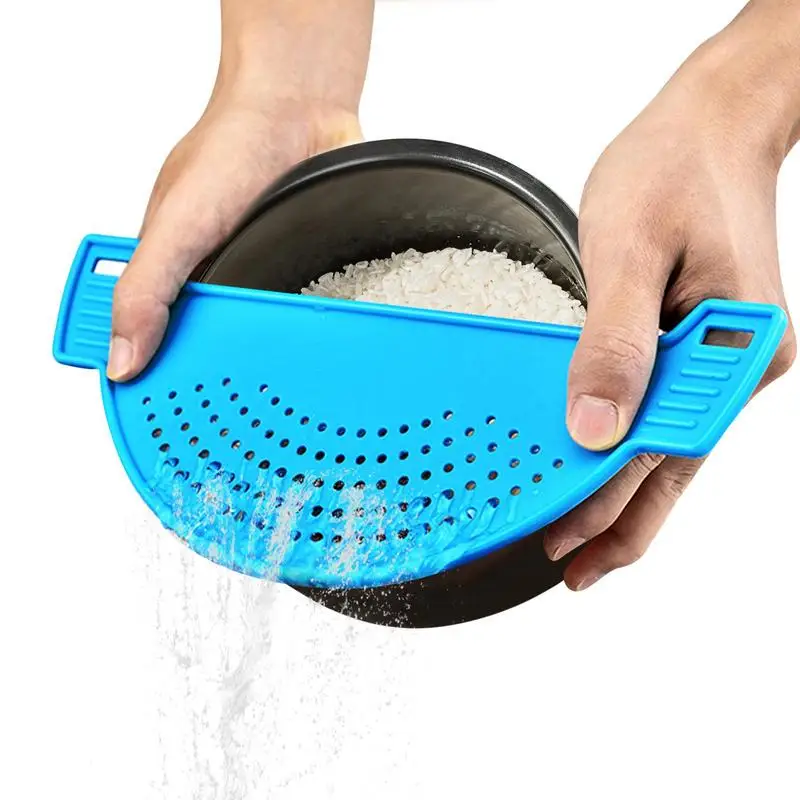 

Clip-on Pot Strainer Universal Silicone Hands-Free Anti-spill Pasta Pot Strainer Food Grade Rice Fruit Colander Strainer Kitchen