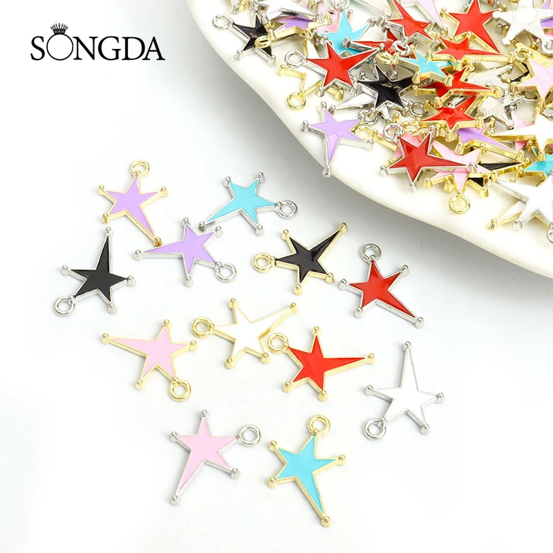 

20pcs Pentagram Enamel Geometry Charms Multicolor Cute Alloy Fashion Pendant DIY Findings Making Trend Necklace Accessories Gift
