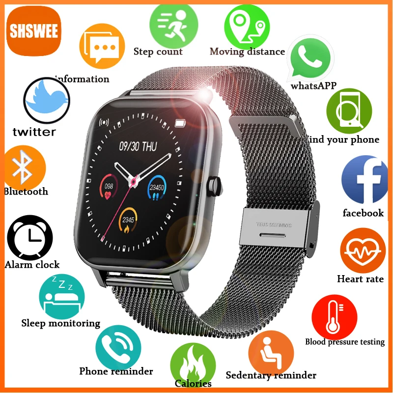 

Smart Watch Men P8 Full Touch Fitness Tracker Blood Pressure Heart Rate Monitor Clock Women Smartwatch for Xiaomi Apple Watch