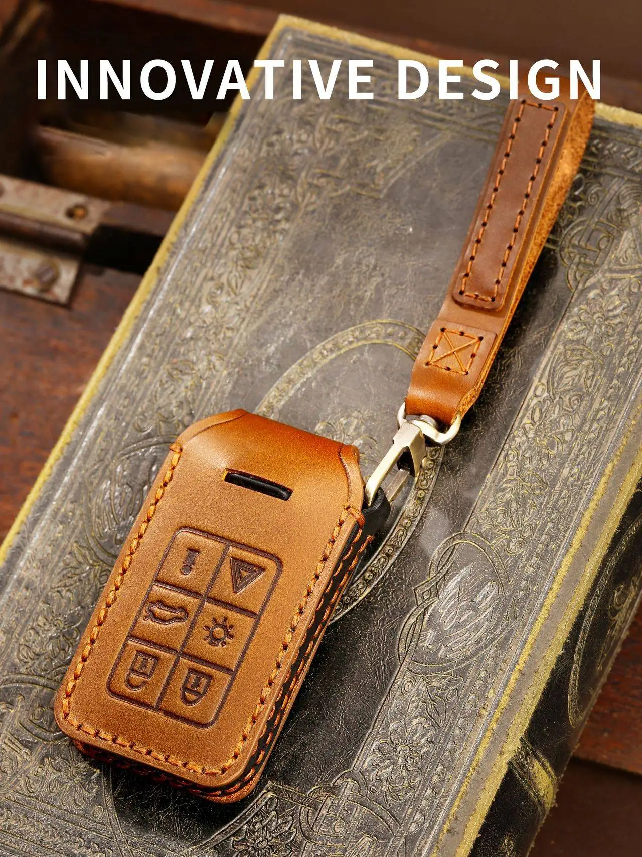 Luxury Leather Car Key Case Cover Fob Protector for Volvo Accessories XC60 V60 S60 XC70 V40 Keychain Holder Keyring Shell Bag images - 4
