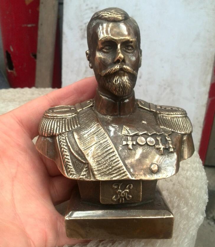 

12CM Russian Tsar NICHOLAS II bust statue 5inch H bronze statue
