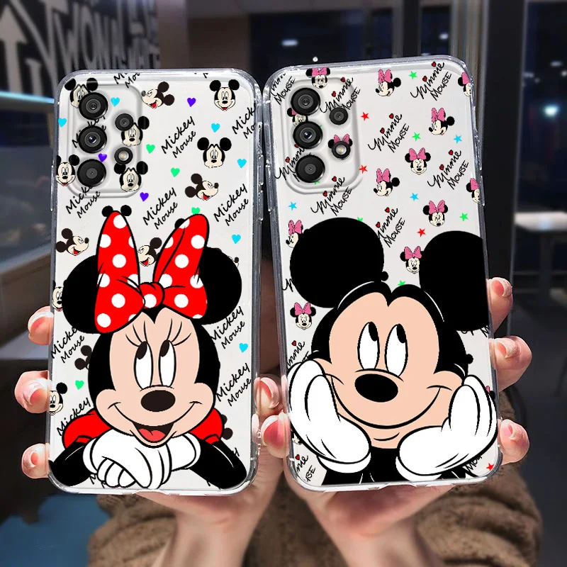 

Disney Mickey Minnie Mouse Phone Case For Samsung A73 A72 A53 A52S A33 A32 Lite A23 A22 A13 A03S Core Transparent Cover
