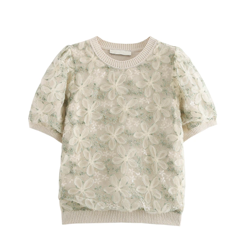 Maxdutti модные женские вязаные бусины с вышивкой и круглым вырезом короткие