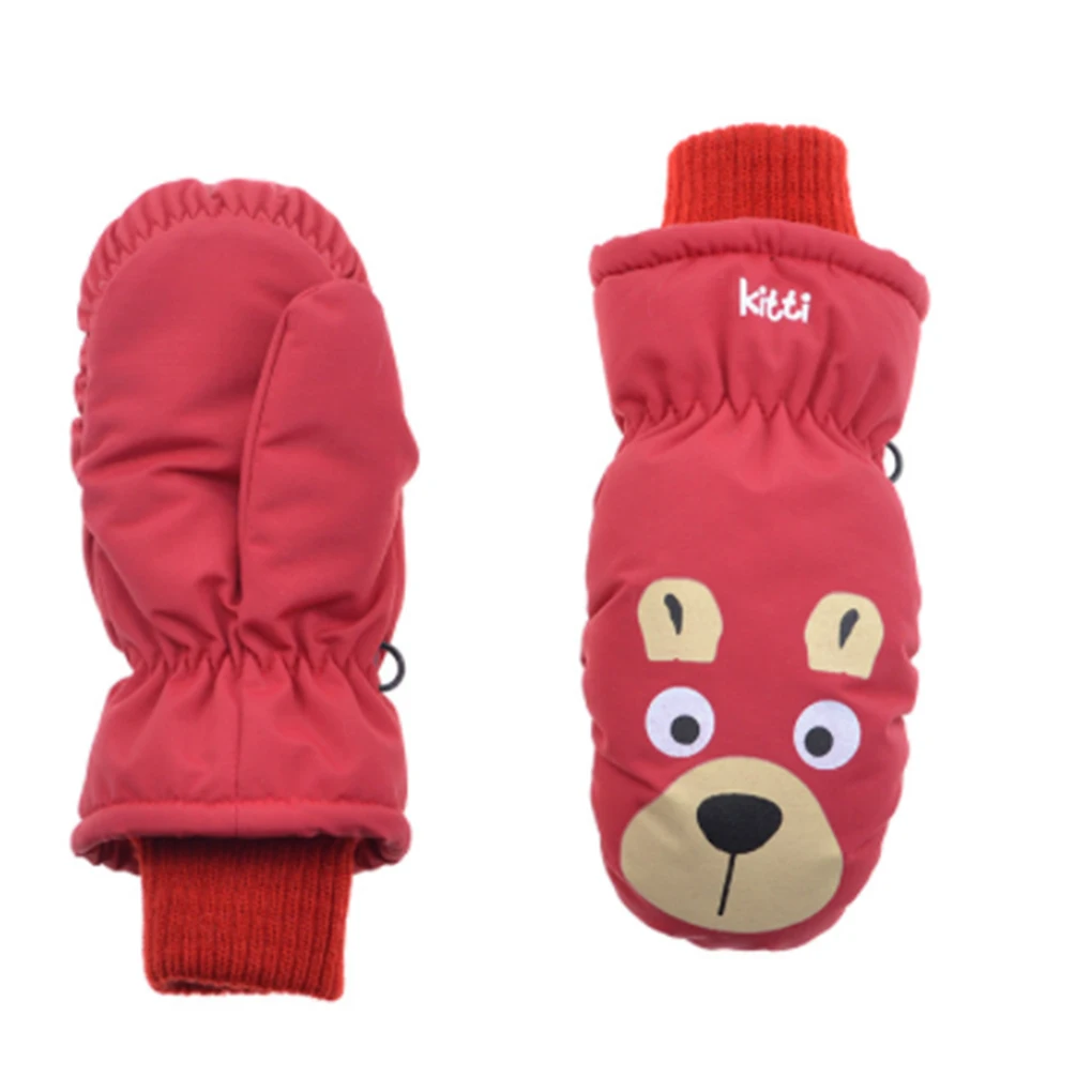 

1 пара, детские варежки, зимние водонепроницаемые, с рисунками, прочные, защитные инструменты, узоры, удобные, для активного отдыха, красный ц...