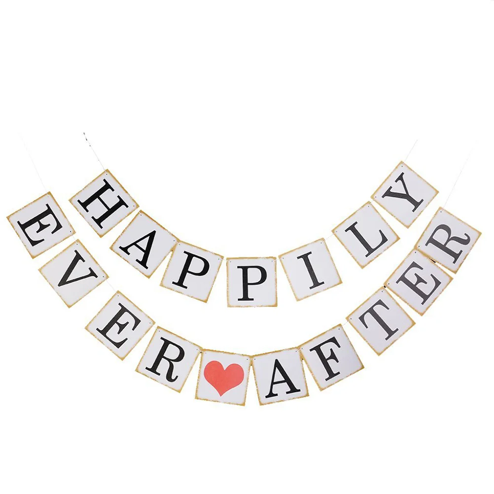 

Paper Bunting Wedding Decoration HAPPILY EVER AFTER Banner Flower Garlands Photo