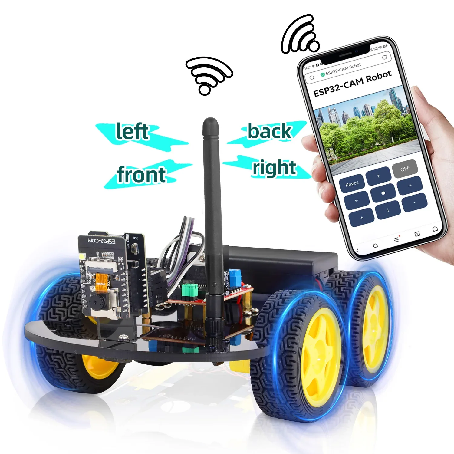 Фото Новый программируемый робот-автомобиль RoRuSNEW Keyestudio 4WD&2WD ESP32-Cam с Wi-Fi камерой для проектов Arduino ESP32 №3
