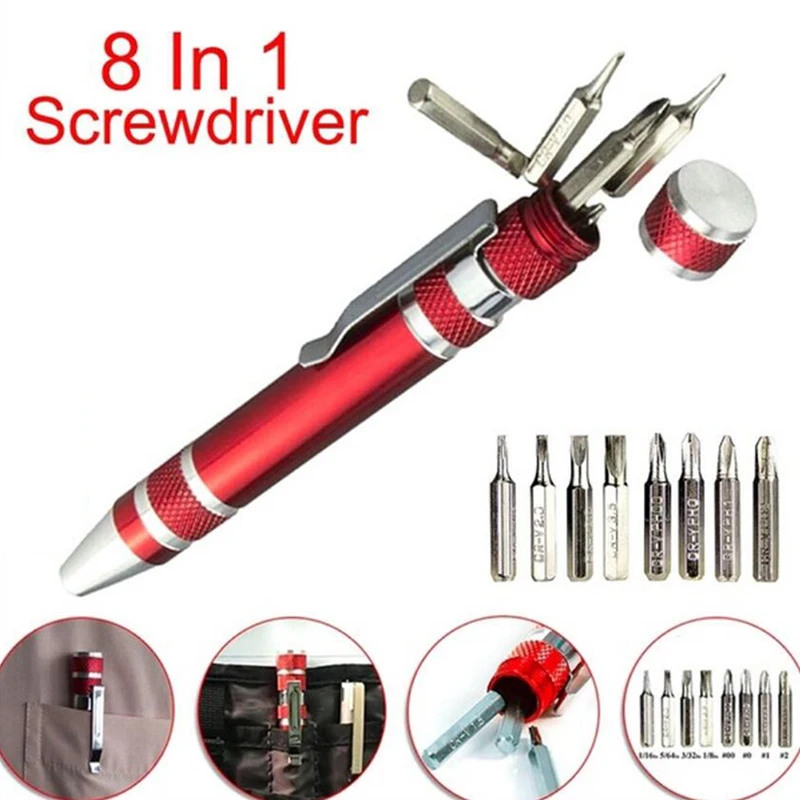 4 Colors Multifunction 8 In 1 Pocket Precision Mini Screwdriver Pen Repair Hand Tools Kit |