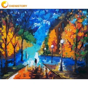 CHENISTORY Abstract Paint By Number Picture On Canvas HandPainted Painting By Number Colorful Landscape For Adults Gift