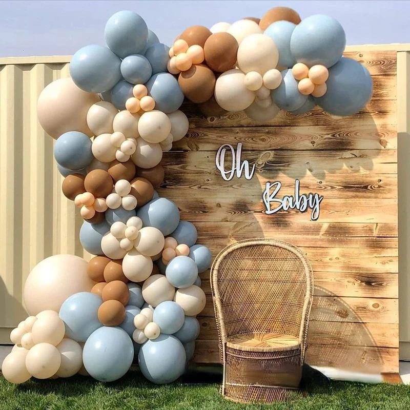 

JOLLYBOOM Retro Blue Nude Brown Balloon Garland Arch Kit Background Decoration for Wedding Baby Shower Birthday Party Supplies