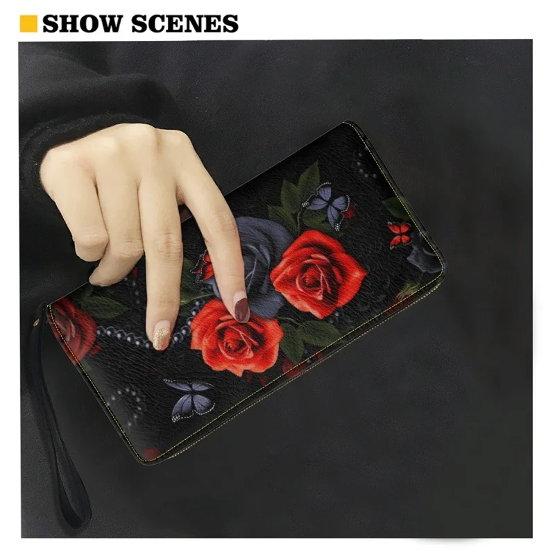 Belidome Butterfly Rose Gifts Wristlet Wallets for Womens Leather Credit Card Holder RFID Blocking Large Capacity Purse Clutch