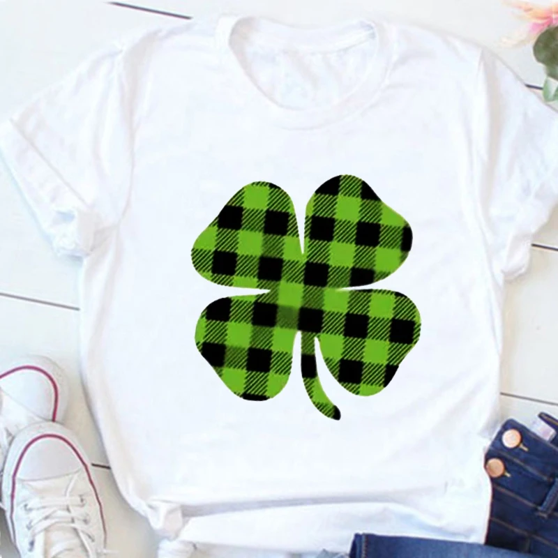 

Shamrock Shirt Plaid St. Patrick's Day Clover Tshirt St. Patty's Day Oversized T Shirt Women Popular Trendy Tees Gift Fashion L