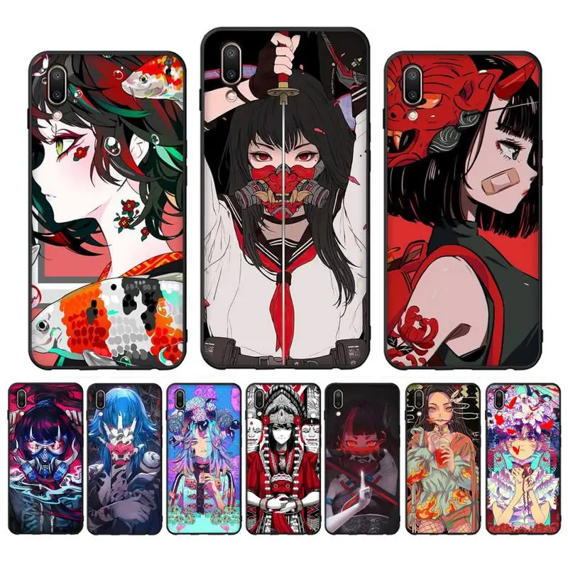

Japanese Style Anime Girl Phone Case Case For Oppo Reno Realme C3 6Pro Cover For vivo Y91C Y17 Y19