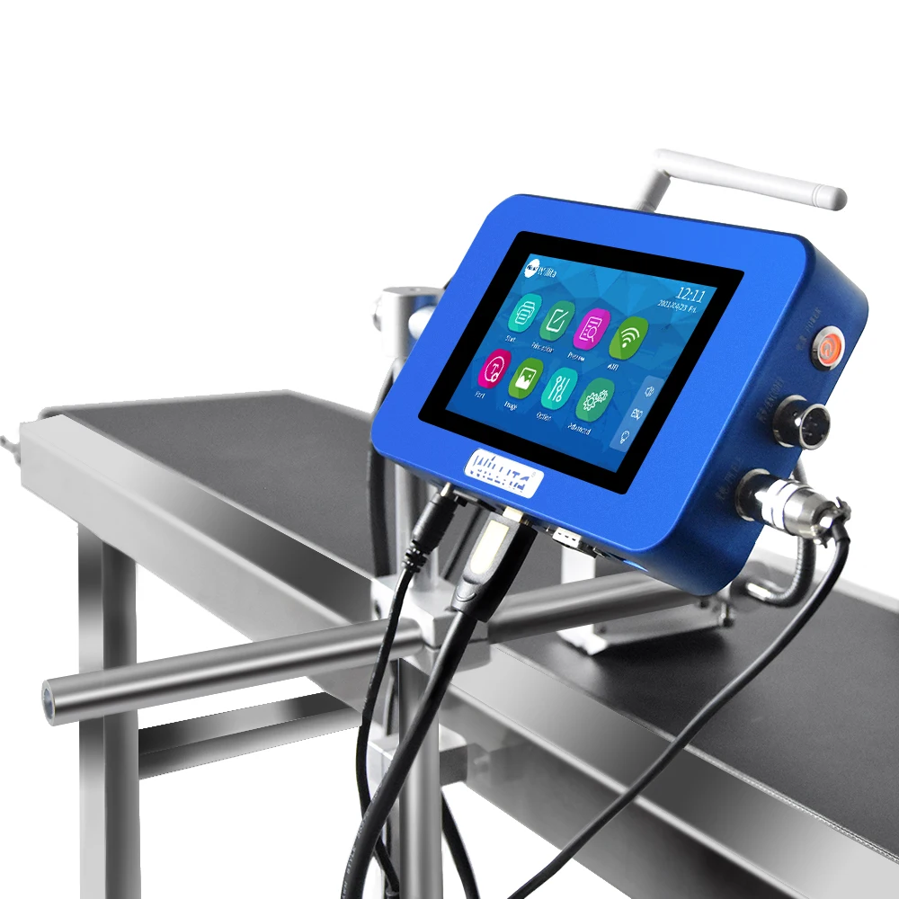 

12.7mm Automatic Coding Machine TIJ Online Inkjet Printer With Fast Dry Ink For Plastic Bag Bottle Mask Expiry Date Printing