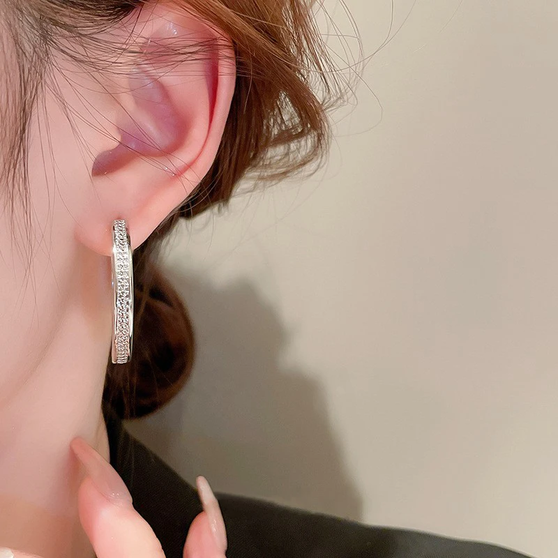 Huitan Серебряные Металлические Серьги-кольца Большие Круглые Женские Модные