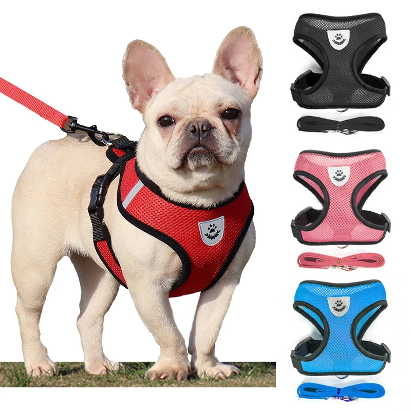 

New Dog Accessories Breathable Mesh Dog Harness and Leash Set Puppy Cat Harness Vest for Small Dogs Chihuahua Arnes Para Perro