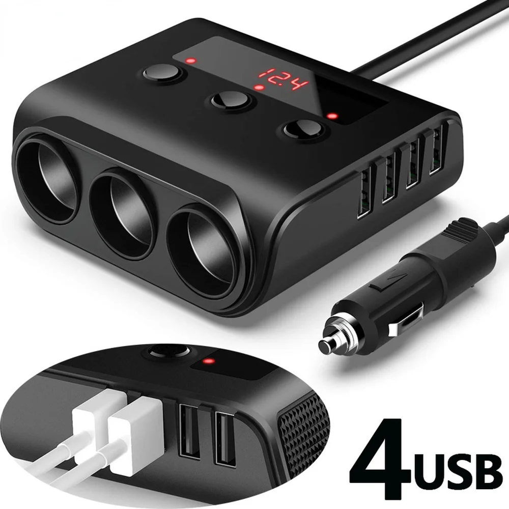 

Автомобильное зарядное устройство для телефона, 100 Вт, 4usb-порта