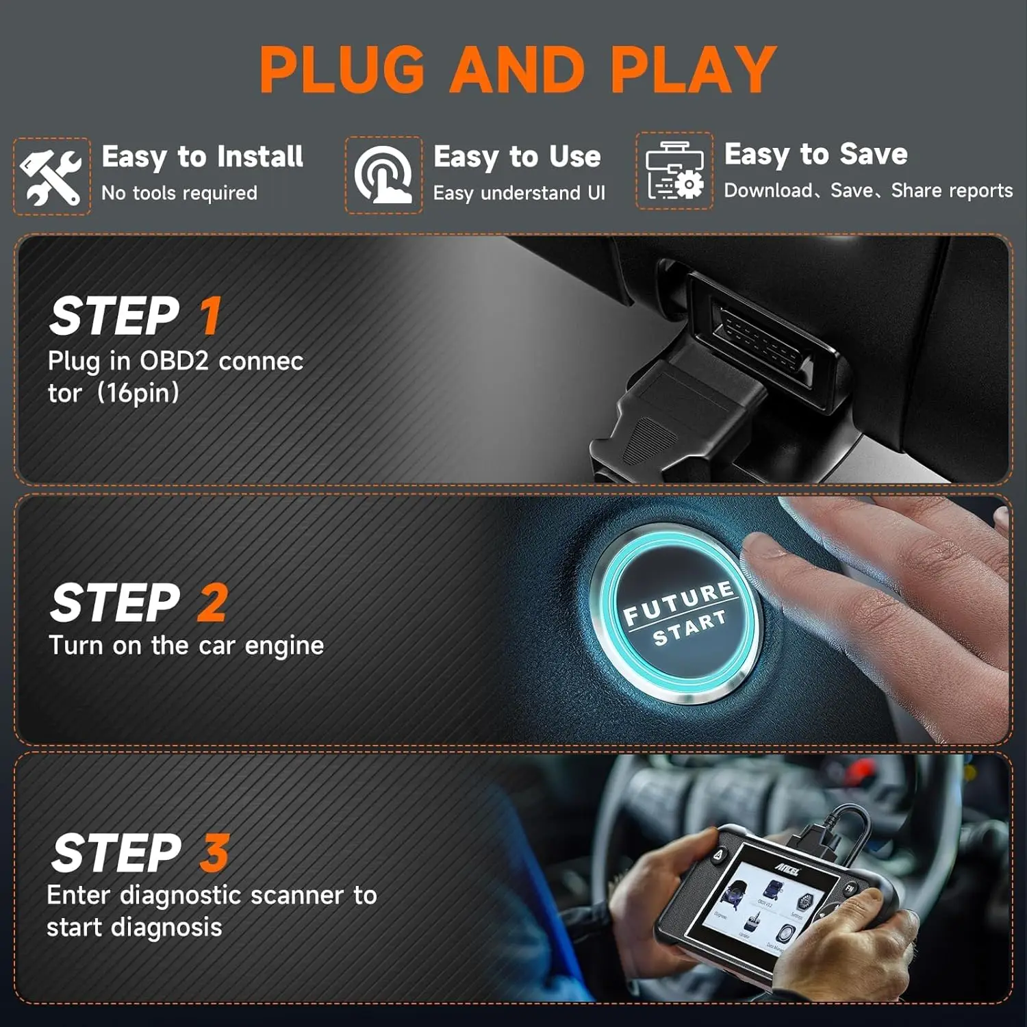 ANCEL FX3000 Elite автомобильный сканер OBD2 ABS SRS двигатель TCM диагностический инструмент