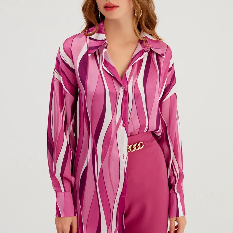 

Женские топы, Свободный кардиган, блузка с цифровым принтом, уличная одежда, модная рубашка в Вертикальную Полоску, одежда с длинным рукавом, блузы 25332