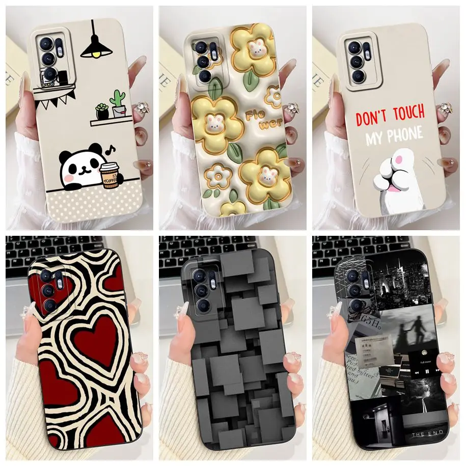 For Oppo Reno6 Z 5G Case Fashion Marble Art Painted Camera Lens Protection Soft Silicone Phone Cover OPPO Reno 6 Coque