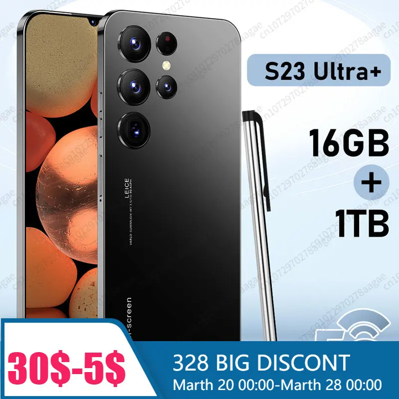 

2023 Global Version S23 Ultra+ 5G Smartphone 16GB+1TB 6.8 Inch Cellular 6800mAh Phone 5G Network 50MP Unlocked Dual SIM Phone