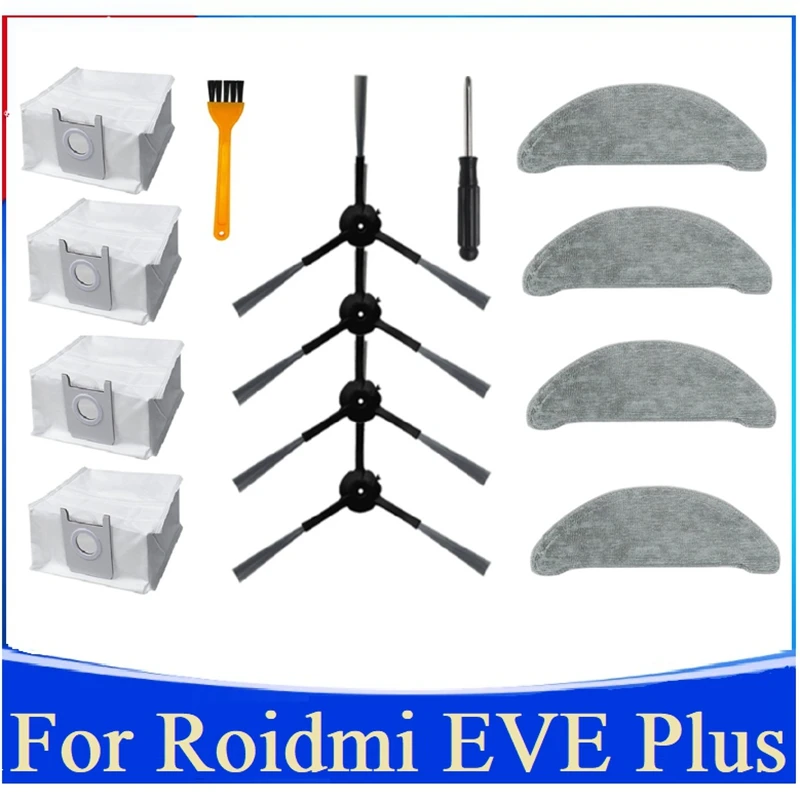 

14Pcs Accessories Kit For Roidmi Eve Plus Dust Bag Mop Cloth Side Brush Vacuum Cleaner Household Replacement Spare Parts