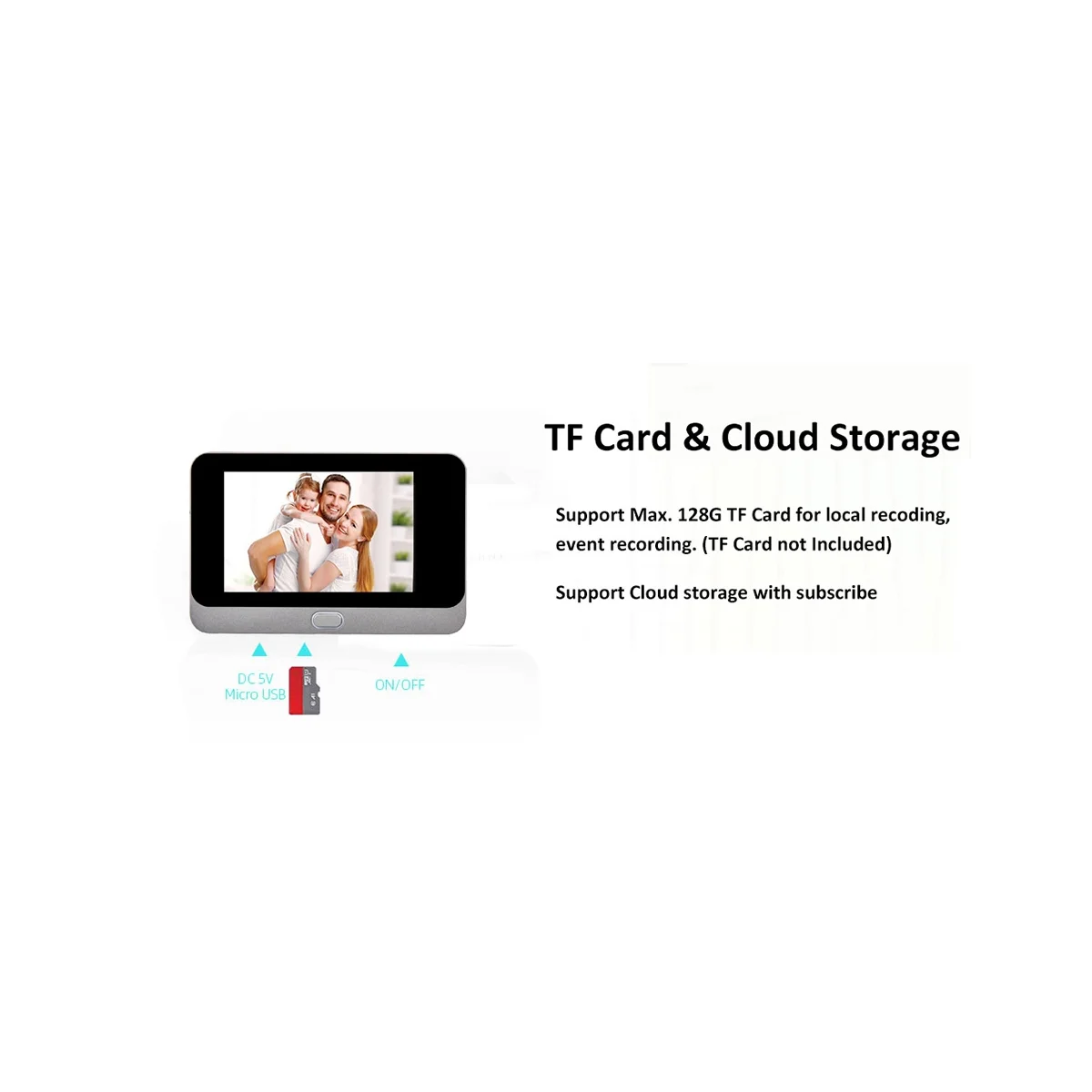 Дверной глазок Smart Tuya 1080P Wi-Fi 5000 мА · ч 4 3 дюйма