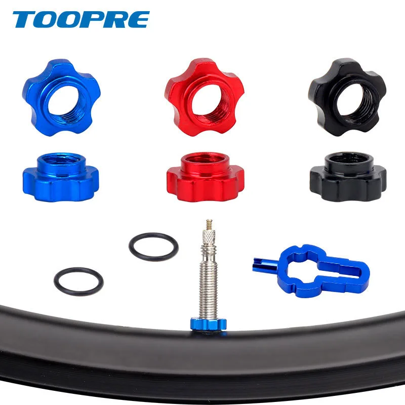 

Bicycle Tubeless Presta Valve Schrader Valve Conversion Nut Adapter MTB Bike Valve Rim Conversion Nut with Installation Wrench