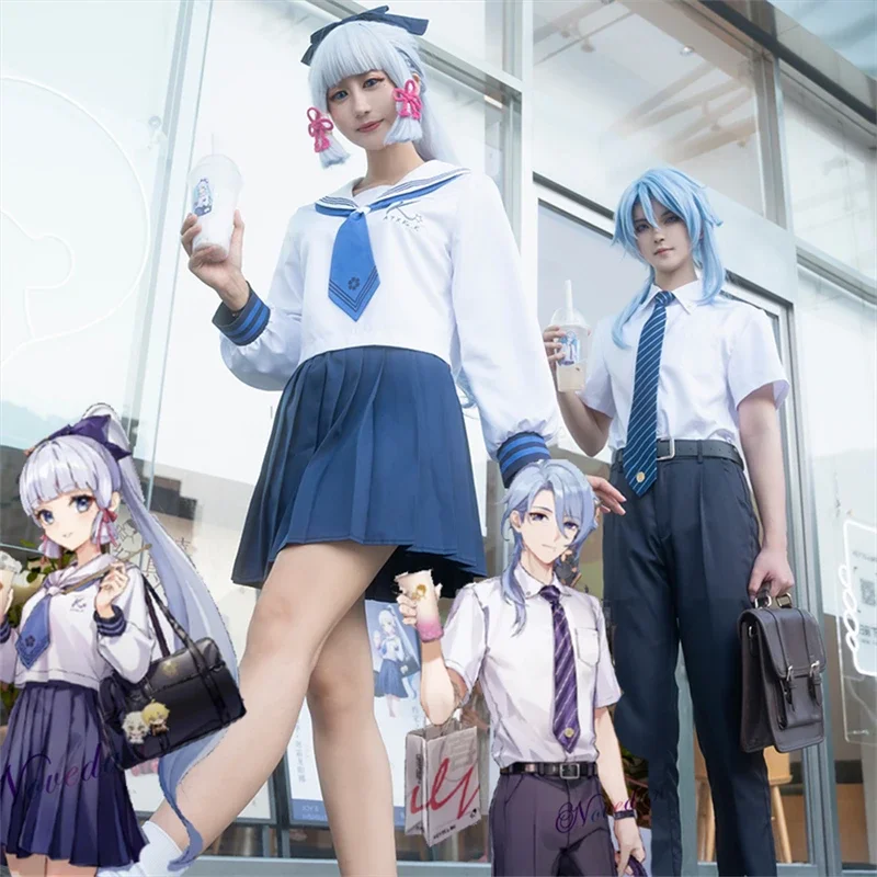 Игровой костюм для косплея Genshin Impact HEYTEA Kamisato Ayato JK костюм-униформа парик Хэллоуина