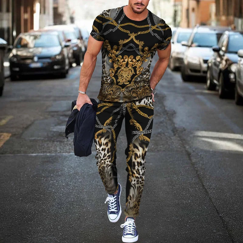 Summer Home Casual New Men Short Sleeve Shirt Top 3d Print Gradient Trendy Comfortable 2022  Autumn Trousers Daily  Outfit Two