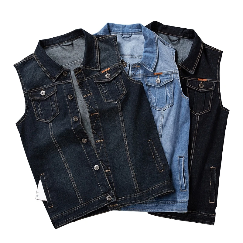 Big Size Brand Clothing Elastic Denim Vest 2022 New Men's Sleeveless Jeans Jackets Male Vintage Casual Vest Man Waistcoat 8XL