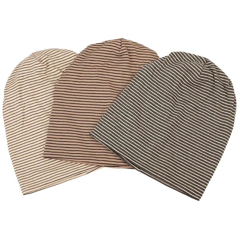 

Женские полосатые осенне-зимние шапки, модная Шапка-бини в стиле хип-хоп, хлопковая шапка для девушек